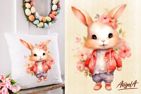 Download Cute Easter Floral Bunny Boy Clipart Png - Clipart Collection