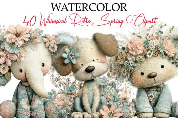 Download Whimsical Retro Spring Clipart Bundle - Clipart Collection