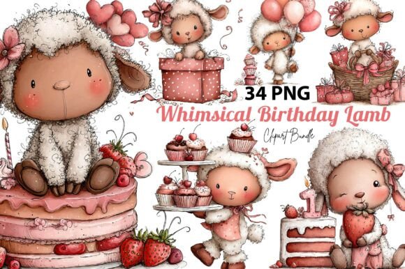 Download Whimsical Birthday Lamb Clipart - Clipart Collection