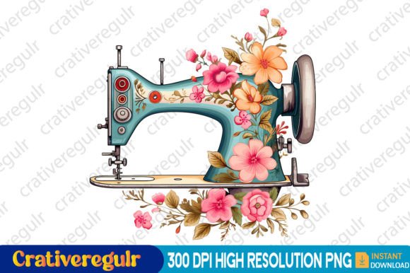 Download Floral Sewing Machines Clipart - Clipart Collection
