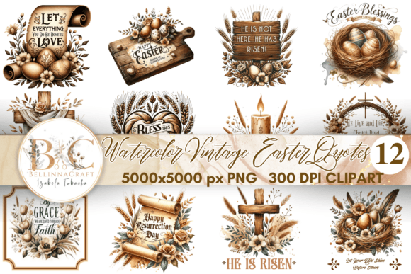 Download Watercolor Vintage Easter Quotes Clipart - Clipart Collection