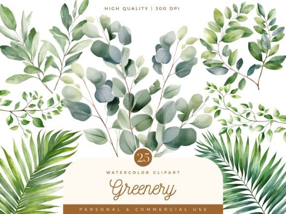 Download Watercolor Greenery Clipart Bundle - Clipart Collection