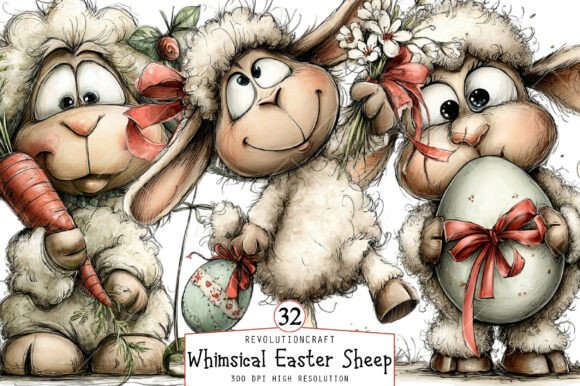 Download Whimsical Easter Sheep Clipart - Clipart Collection