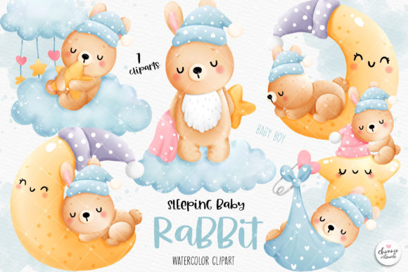 Download Sleeping Baby Rabbit Clipart, It's a Boy - Clipart Collection