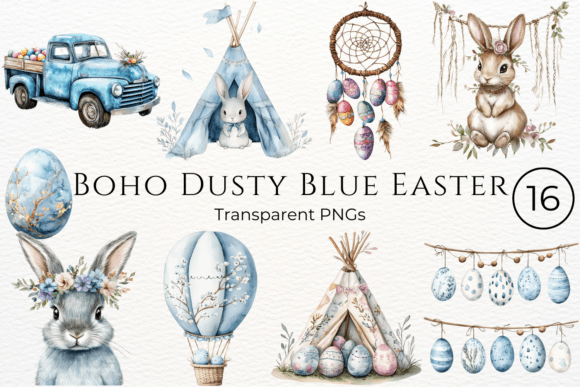 Download Boho Dusty Blue Easter Cliparts - Clipart Collection