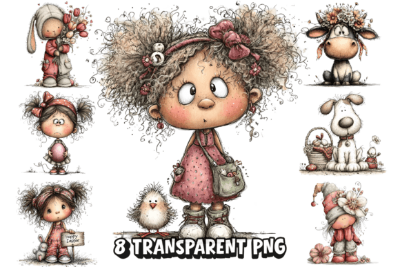 Download 8 Whimsical Easter Girl PNG Clipart - Clipart Collection