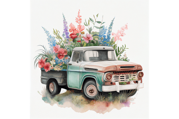 Download Vintage Truck Watercolor Clipart File - Clipart Collection