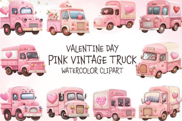 Download Valentine Day Pink Vintage Truck ClipArt - Clipart Collection