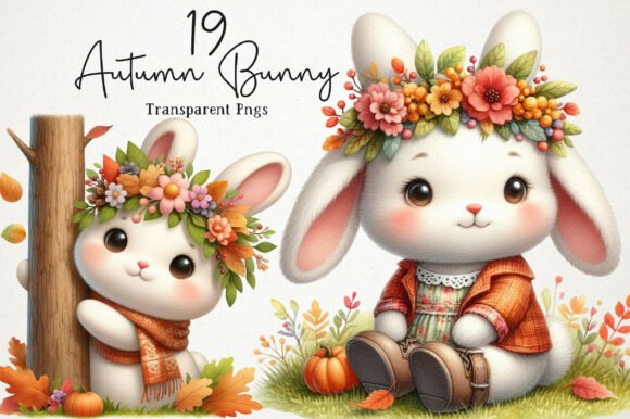 Download Cute Autumn Bunny PNG Clipart - Clipart Collection