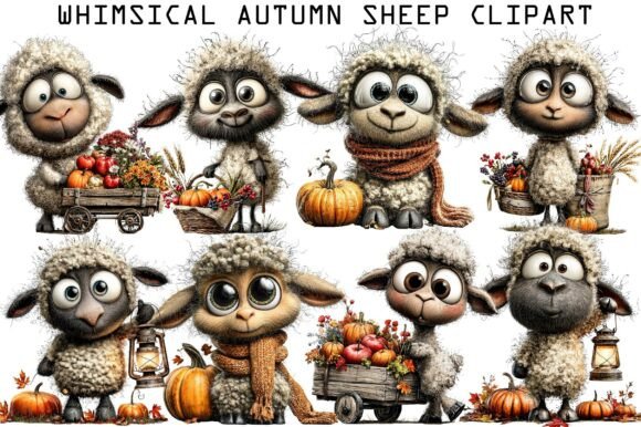 Download Whimsical Autumn Sheep Clipart - Clipart Collection