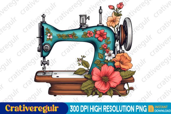 Download Floral Sewing Machines Clipart - Clipart Collection