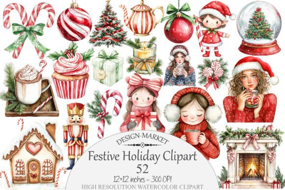 Download Watercolor Festive Holiday Clipart - Clipart Collection