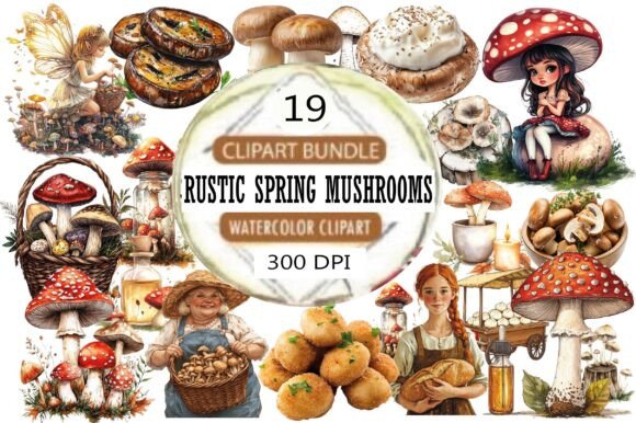 Download Rustic Spring Mushrooms Clipart - Clipart Collection
