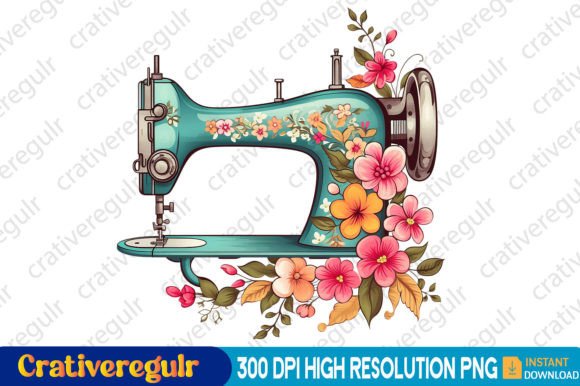 Download Floral Sewing Machines Clipart - Clipart Collection