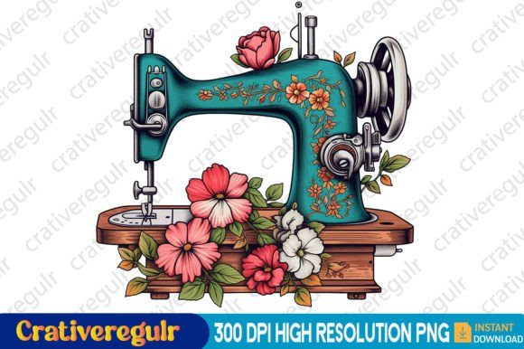 Download Floral Sewing Machines Clipart - Clipart Collection