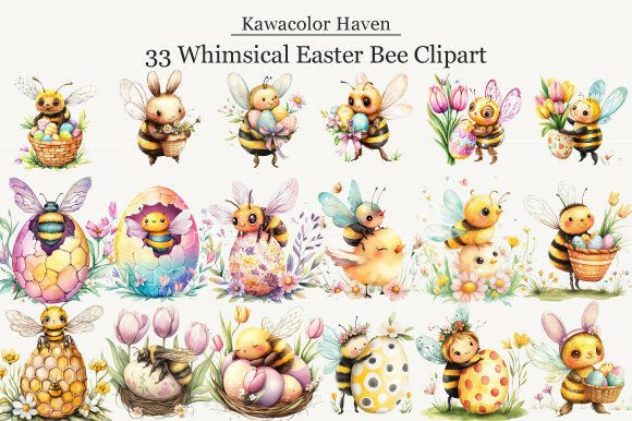 Download Whimsical Easter Bee Clipart - Clipart Collection