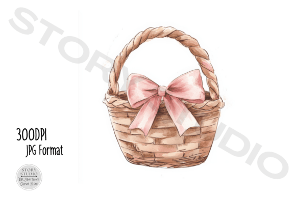 Download Watercolor Basket Clipart with Bows - Clipart Collection