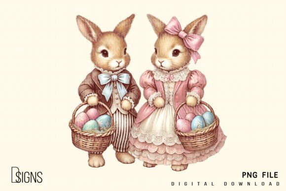 Download Vintage Easter Clipart Rabbit Bunny Png - Clipart Collection