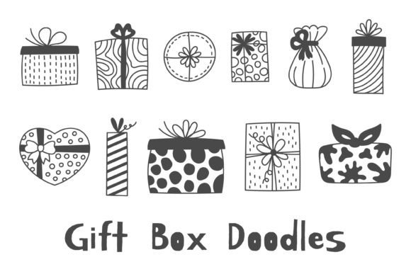 Download Gift Box Doodles Line Present Clipart - Clipart Collection
