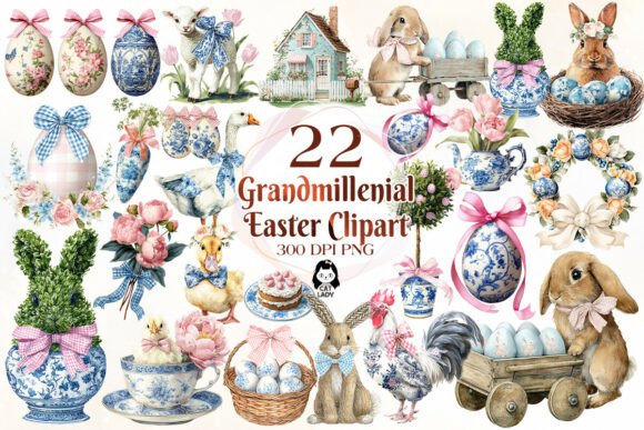 Download Grandmillenial Easter Watercolor Clipart - Clipart Collection