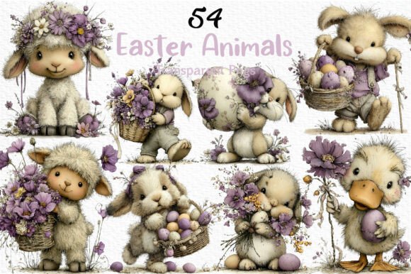 Download Whimsical Easter Animals Clipart PNG - Clipart Collection