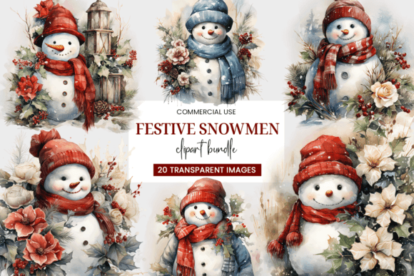 Download Festive Snowman Clipart Bundle - Clipart Collection