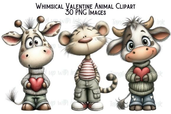 Download Whimsical Valentine Animal Clipart - Clipart Collection