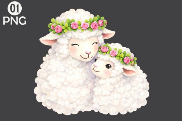 Download Cute Lamb Mother Baby PNG Clipart - Clipart Collection