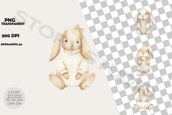 Download Cute Watercolor Baby Bunny Clipart Set - Clipart Collection