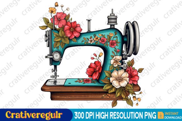 Download Floral Sewing Machines Clipart - Clipart Collection