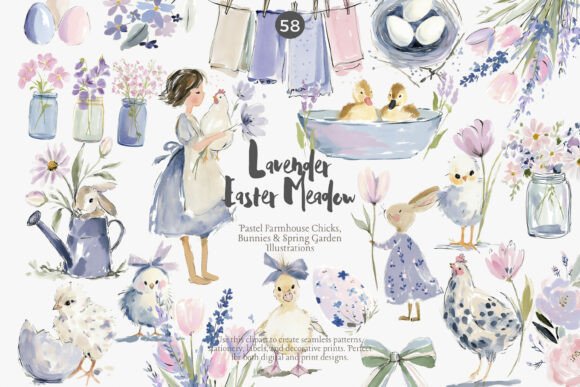 Download Lavender Easter Clipart Bundle - Clipart Collection