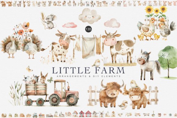 Download Huge Set Watercolor Farm Animal Clipart - Clipart Collection