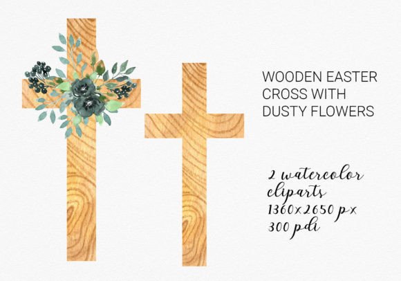 Download Watercolor Floral N Wooden Cross Clipart - Clipart Collection