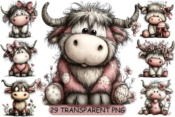 Download 29 Easter Highland Cow PNG Clipart - Clipart Collection