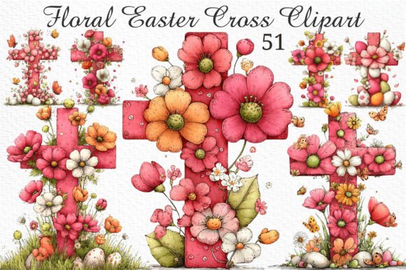 Download Floral Easter Cross Clipart Png Bundle - Clipart Collection