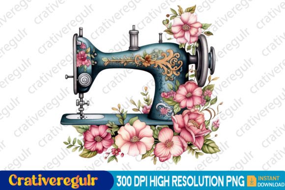 Download Floral Sewing Machines Clipart - Clipart Collection