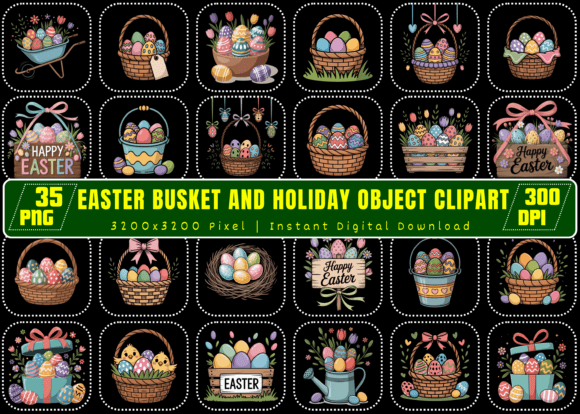 Download Easter Basket and Holiday Object Clipart - Clipart Collection