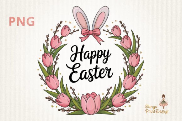 Download Easter Wreath Bunny Ears Clipart PNG - Clipart Collection