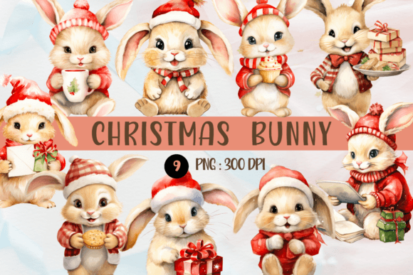 Download Watercolor Christmas Bunny PNG Cliparts - Clipart Collection
