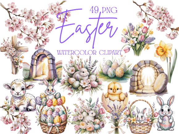 Download Easter Watercolor Clipart Bundle - Clipart Collection