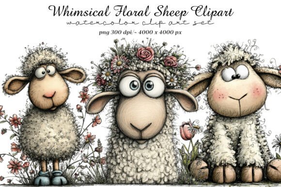 Download Whimsical Floral Sheep Clipart - Clipart Collection