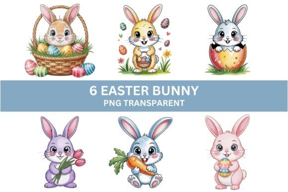 Download Cute Easter Bunny Clipart PNG Set - Easter bunny clipart Collection