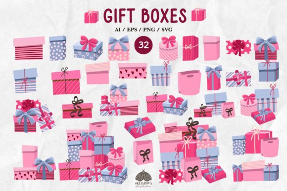 Download Pink Present Boxes SVG PNG EPS Clipart - Clipart Collection